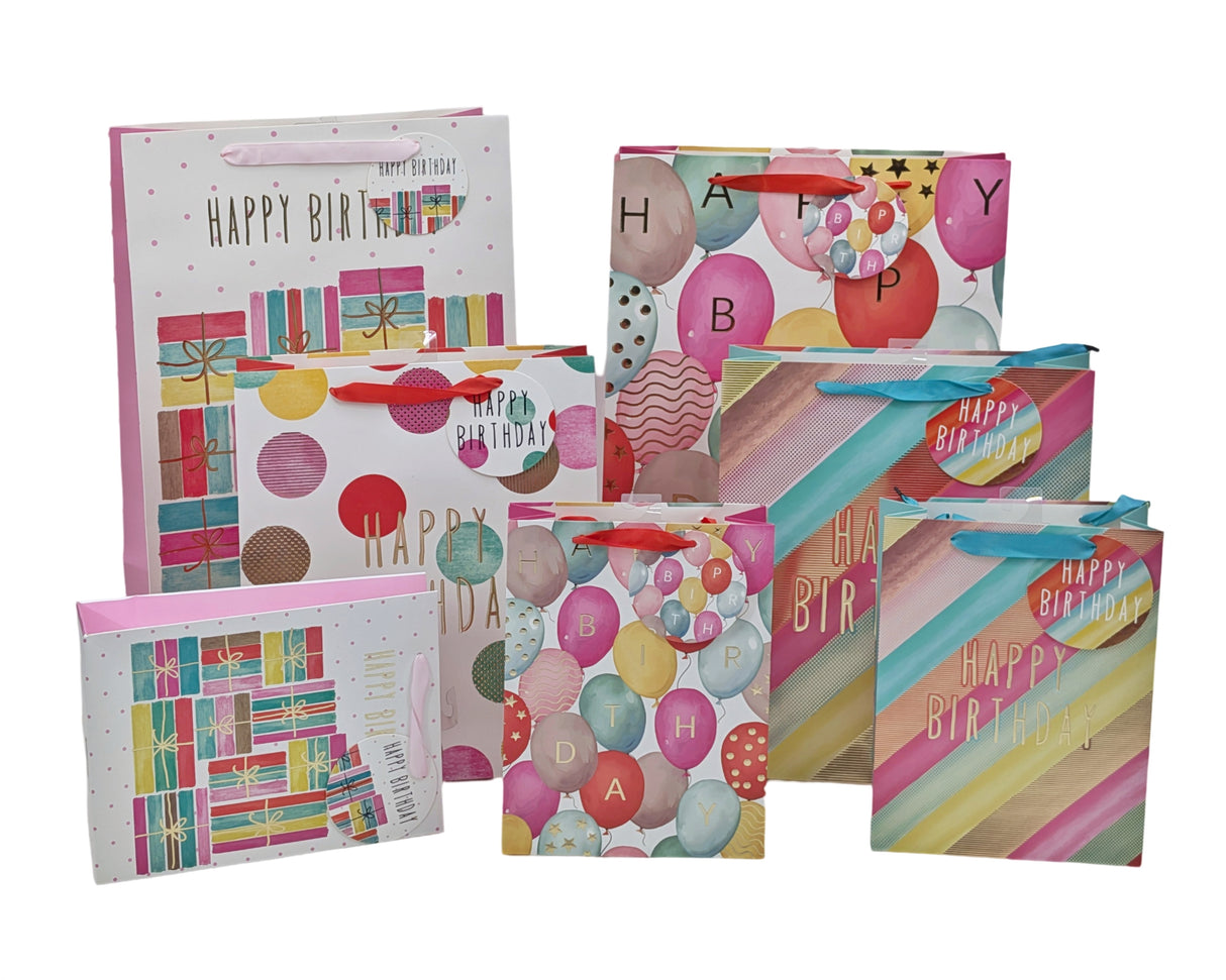 bulk 24 Xlarge Birthday Gift Bag Assort 42cm