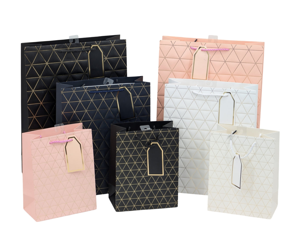 bulk 24 Xlarge Foiled Triangles Gift Bag 4 Assort 42cm