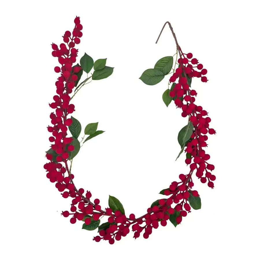Xmas Flocking Berry Garland 130cm