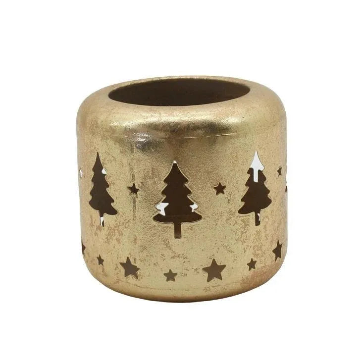 Bulk 12 Rustic Gold Metal Lantern 11x11x9.5cm
