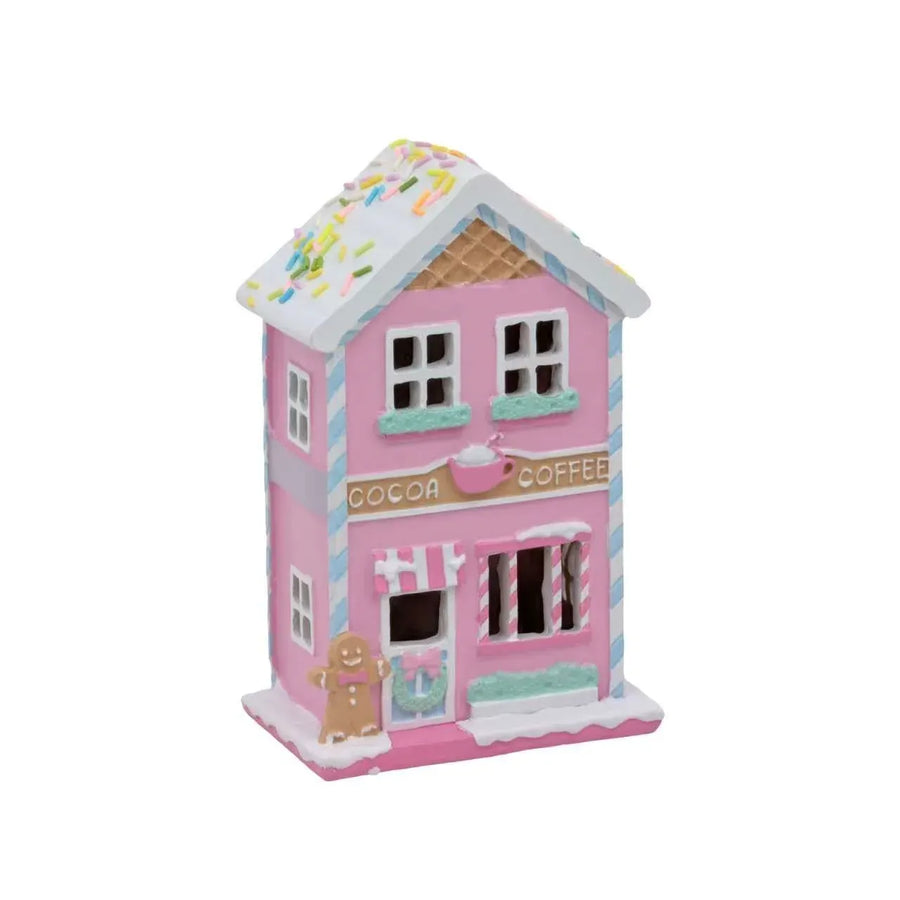 Bulk 6 Polyresin Xmas Pastel Cafe 11.5x7.5x18cm