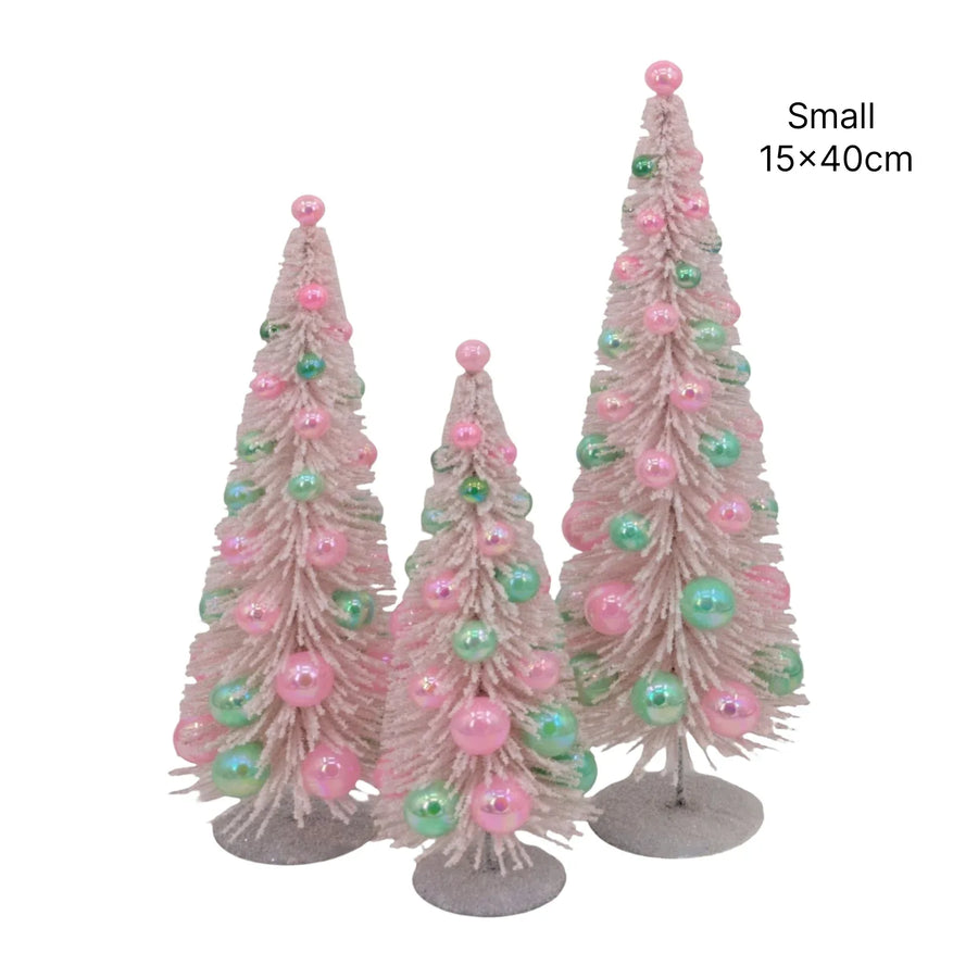Bulk 6 Xmas Pink Iridescent Bauble Tree sml15x40cm