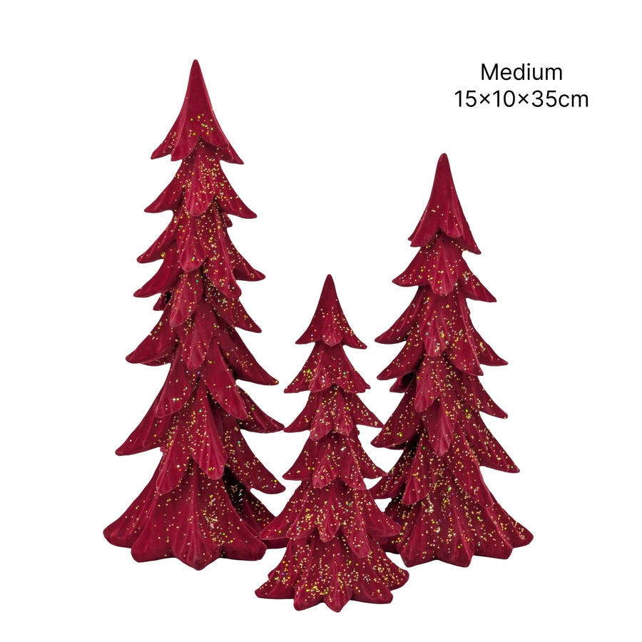 Bulk 6 Xmas Polyresin Tree Med 15x10x35cm