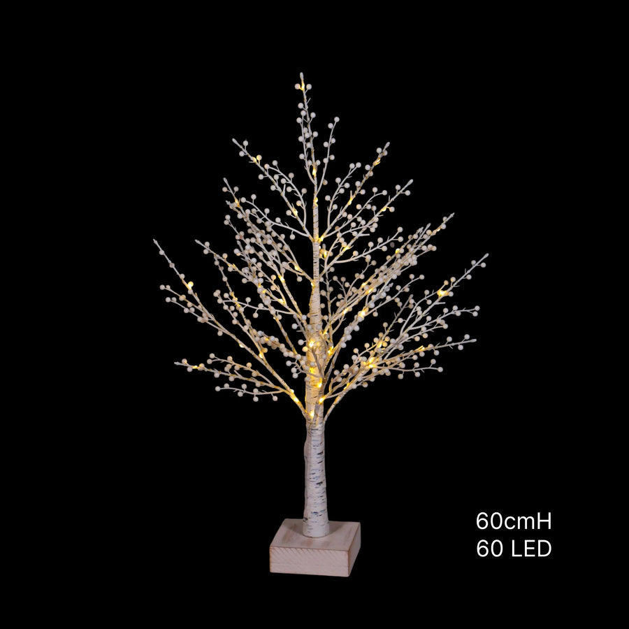 Bulk 4 Xmas Winter Berry Light Up Tree 60cm 60led
