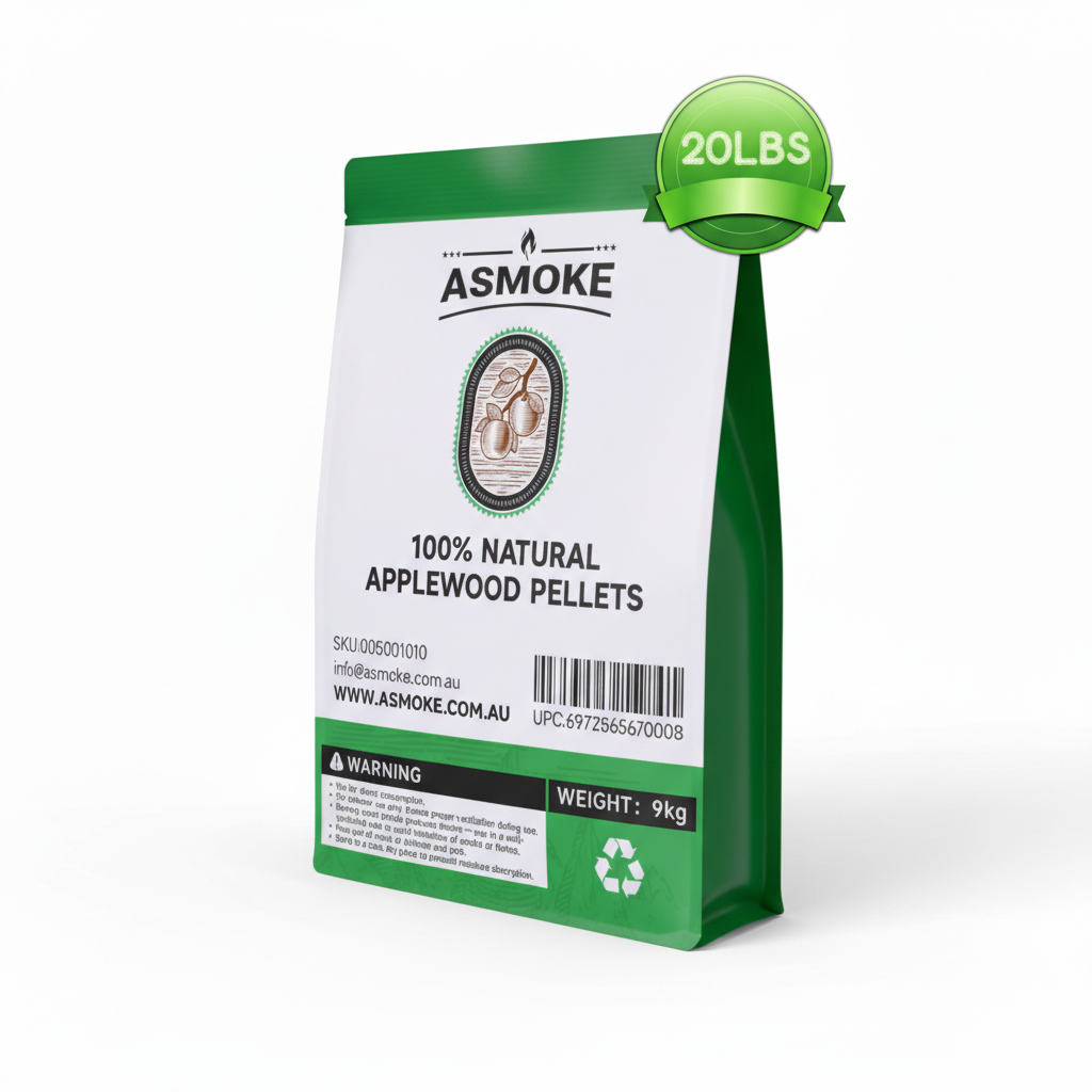 ASMOKE 20lbs Premium Apple Wood Pellets for Smoker & Grill ??Natural Sweet Fruit Flavour BBQ Fuel for Chicken, Pork & Pizza Ovens