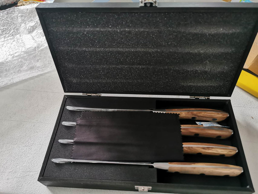 ASMOKE STEAK KNIFE SET OF 4,PAKKAWOOD HANDLE