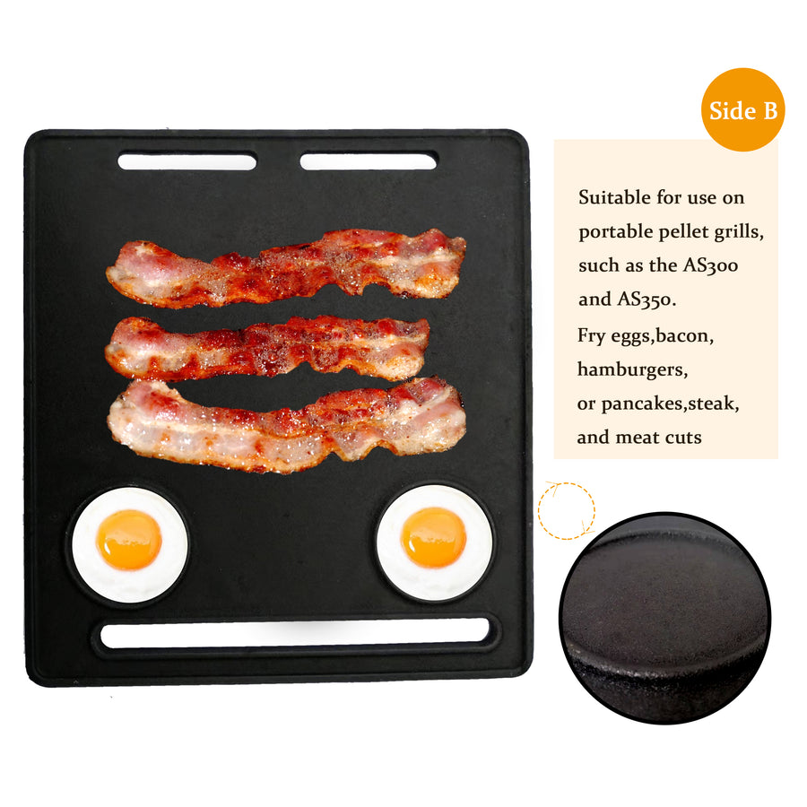 ASMOKE Pre-Seasoned Matte Enamel Cast Iron Reversible Grill/Griddle