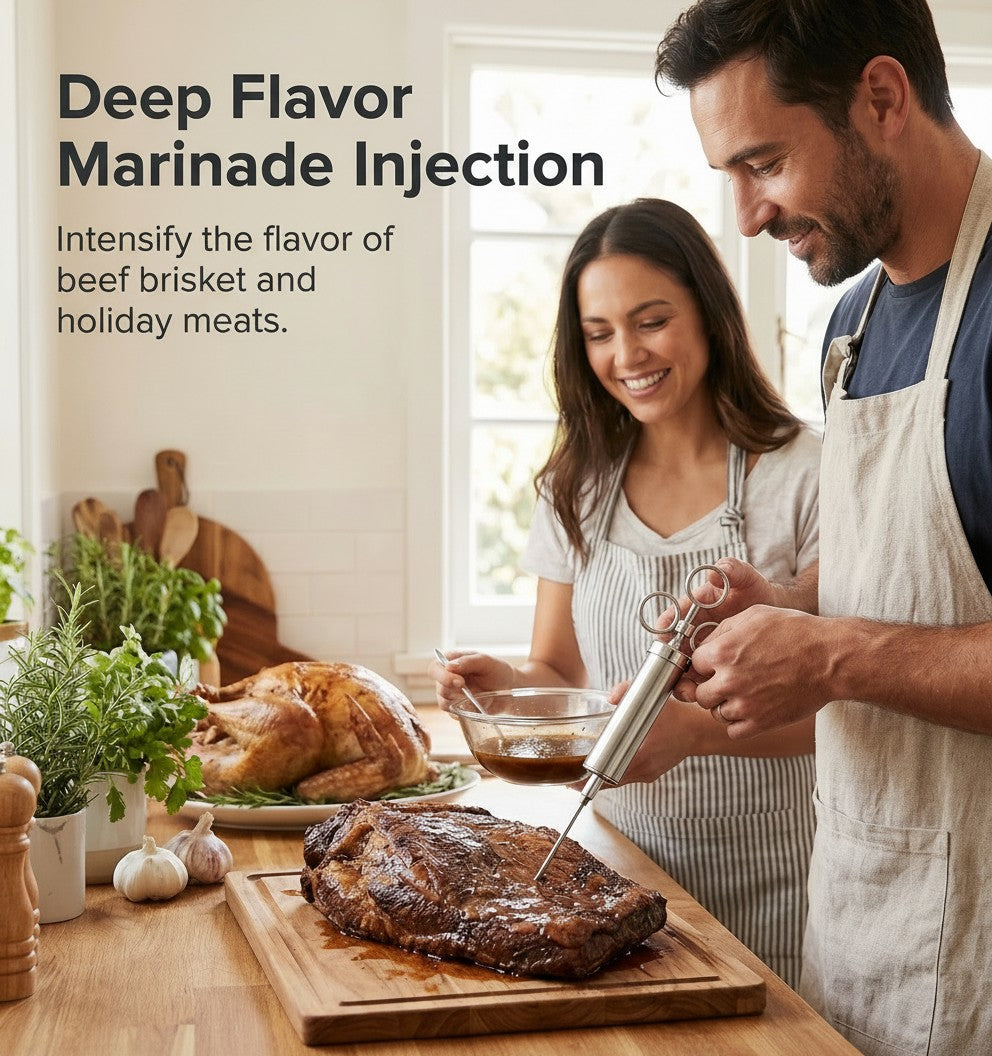 ASMOKE Stainless Steel Meat Injector Syringe Kit