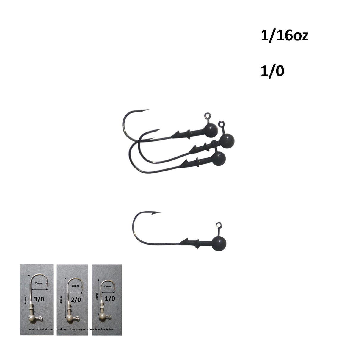 Vike 1/16 oz Round Jig Head with a Size 1/0 Hook Tungsten, 4 pack