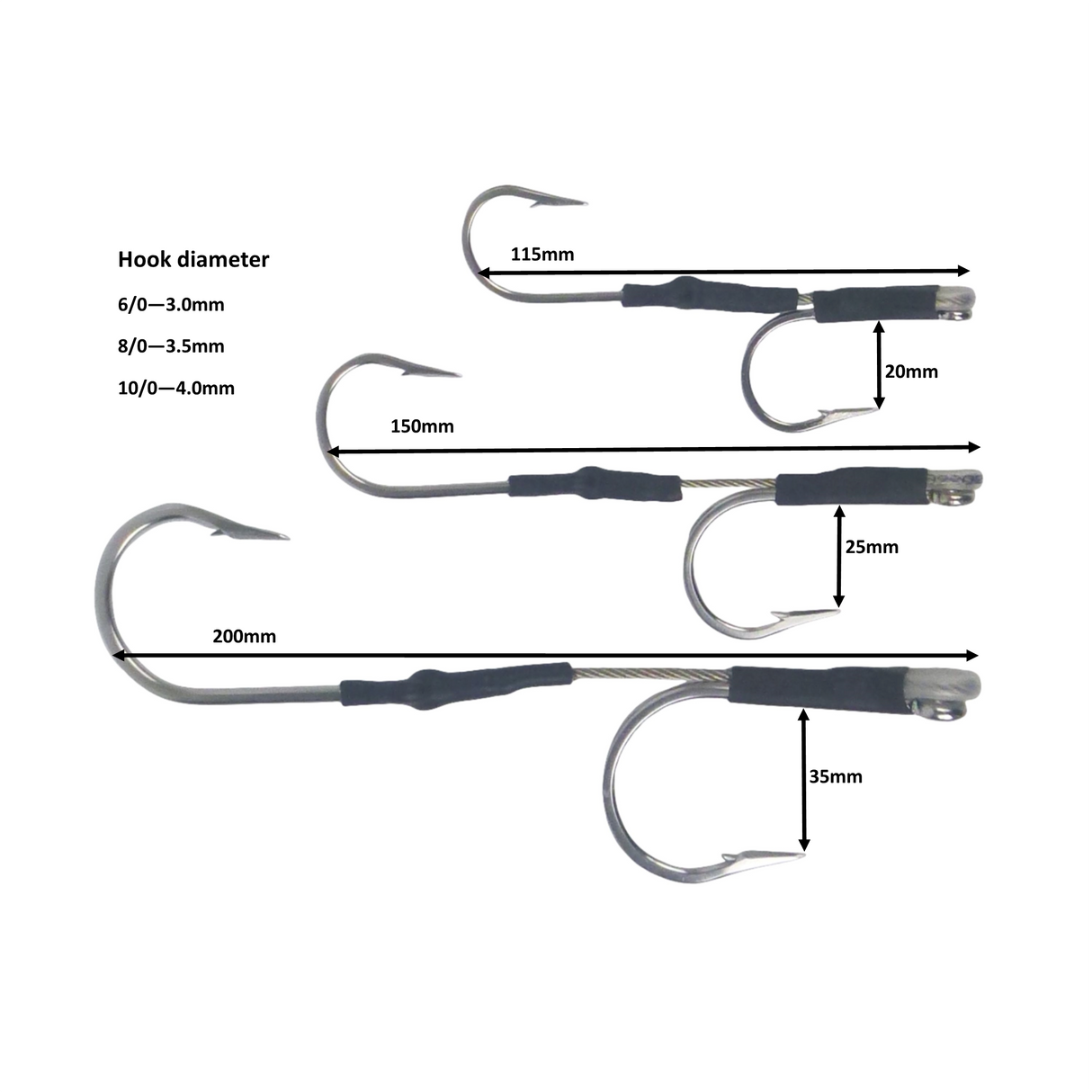 Swimerz Jigging & Trolling Hooks, 180 Double, 10/0, Qty 3