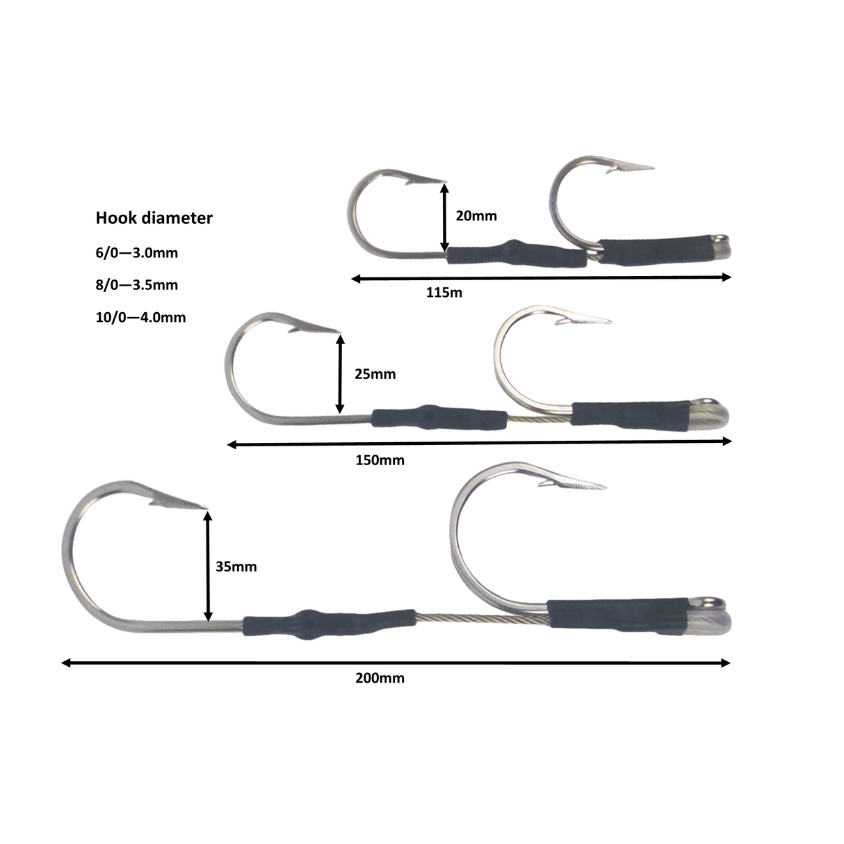 Swimerz Jigging & Trolling Hooks, Inline Double, 6/0, Qty 3