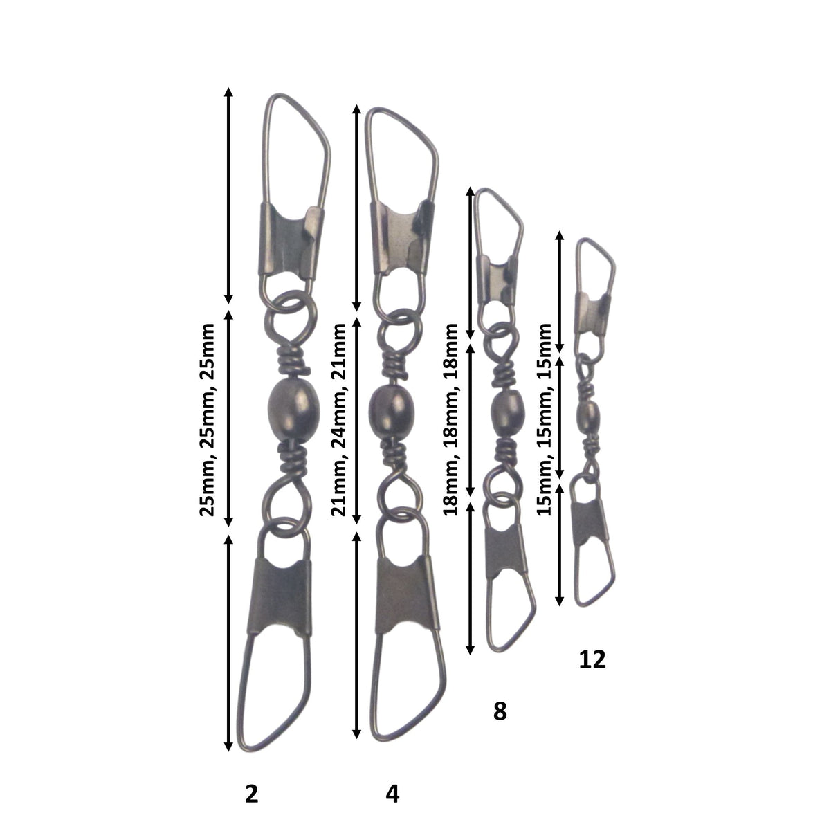 Swimerz Double Snap Barrel Swivels, Size 8, 15 pack
