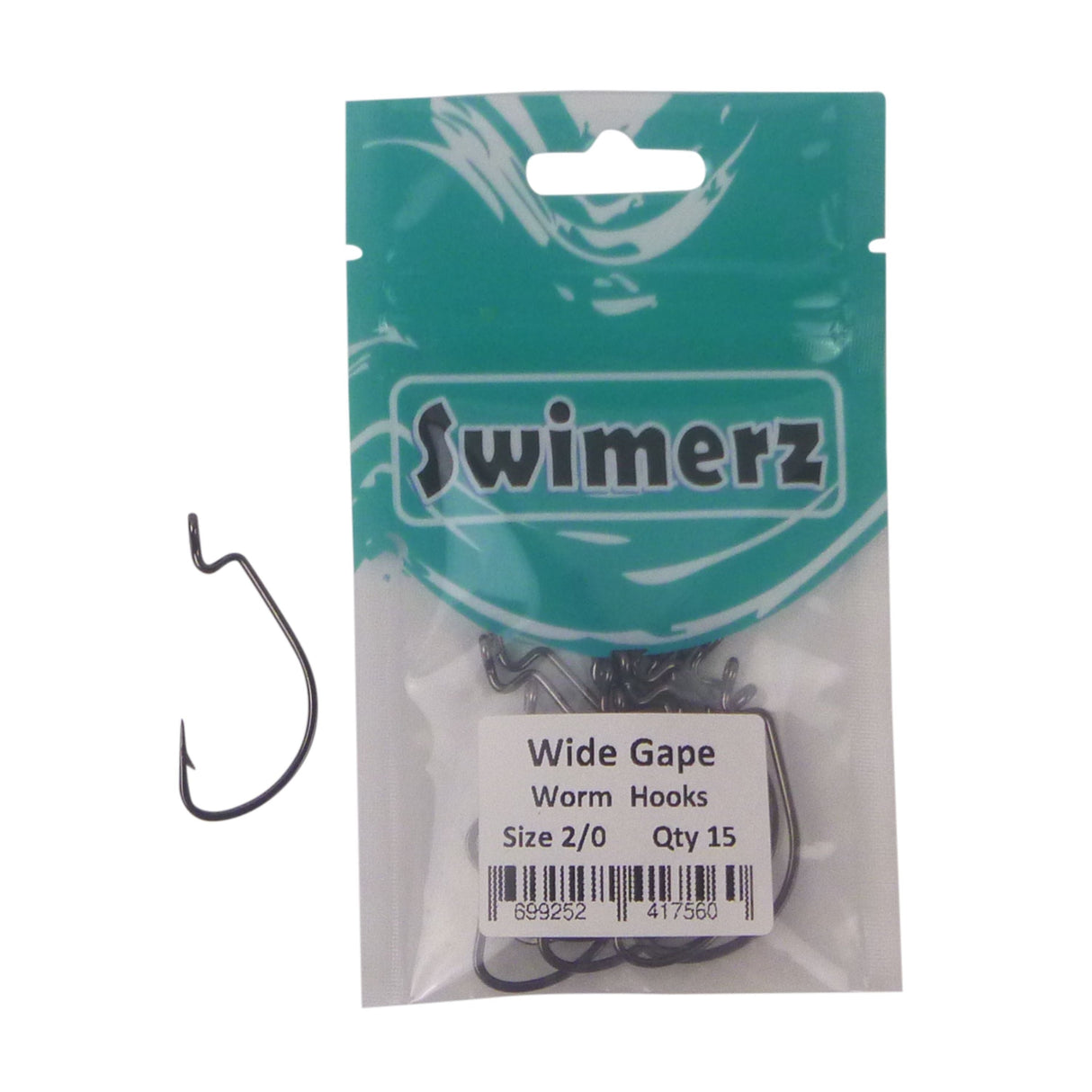 Swimerz 2/0 Wide Gape Worm Hook 15 Pack