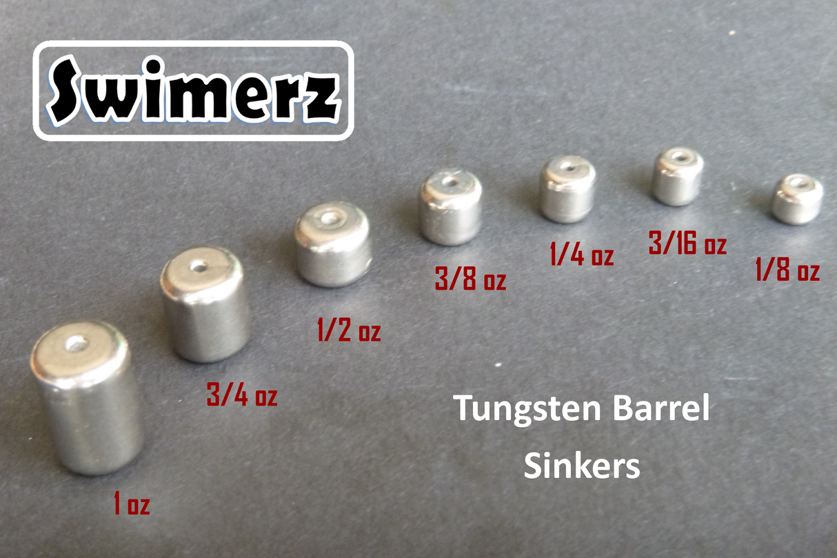 Swimerz 3/4oz Tungsten Barrel Sinker, Qty 2 per Pack.