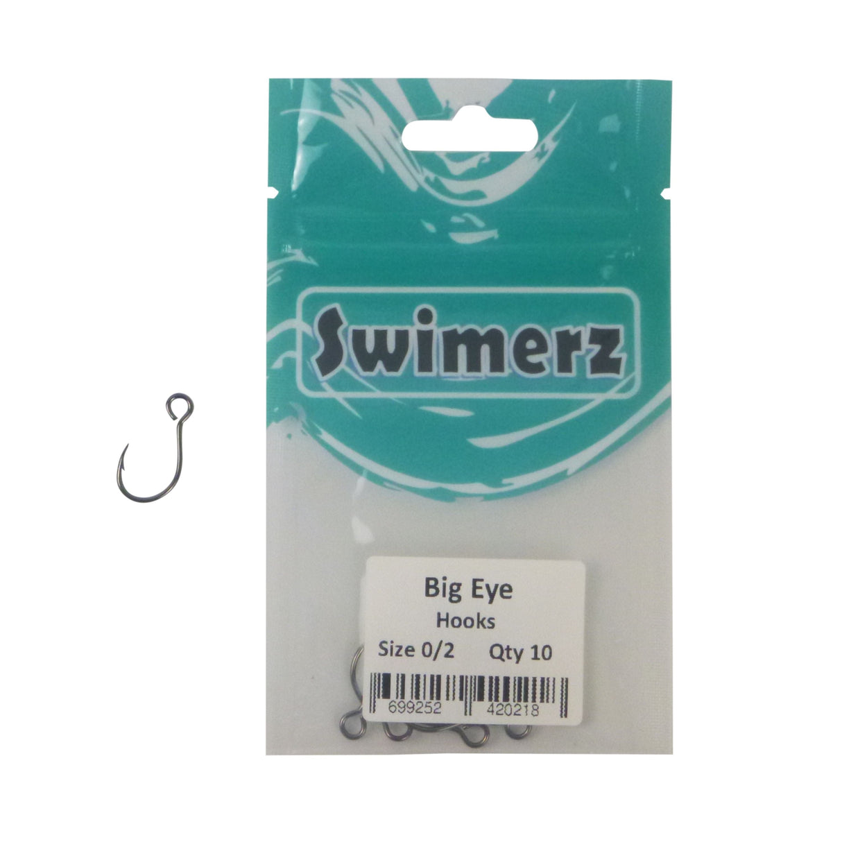 Swimerz Big Eye Inline Lure Hooks, Size 2, 10 Pack