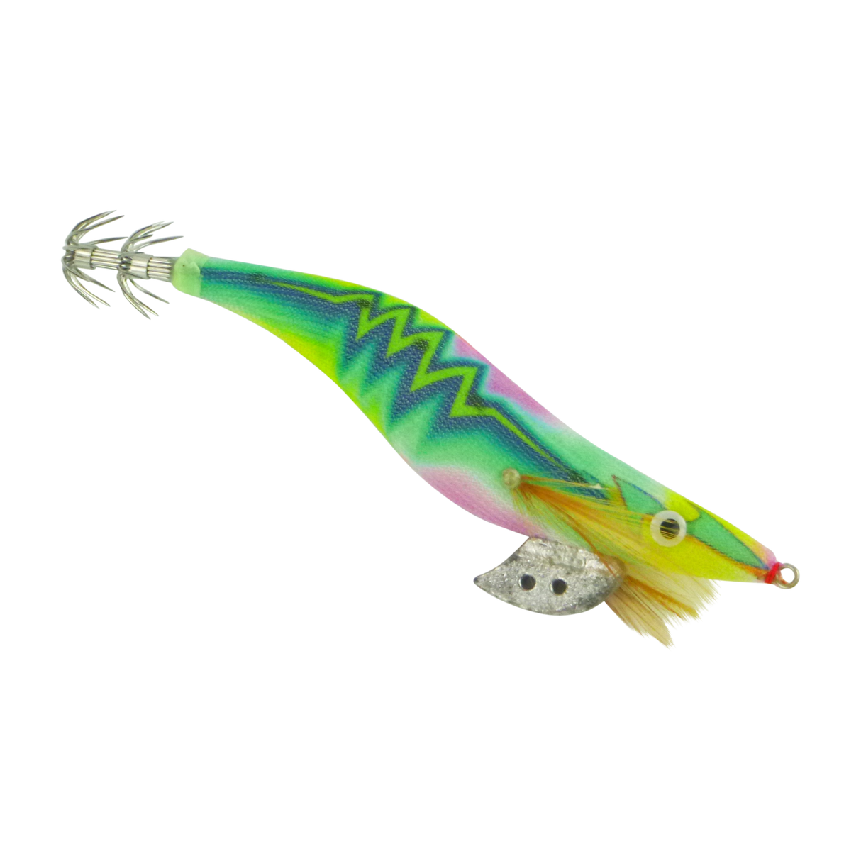 Finesse Rumoika Squid Jig, Lime Glow, size 3.5, 2 pack