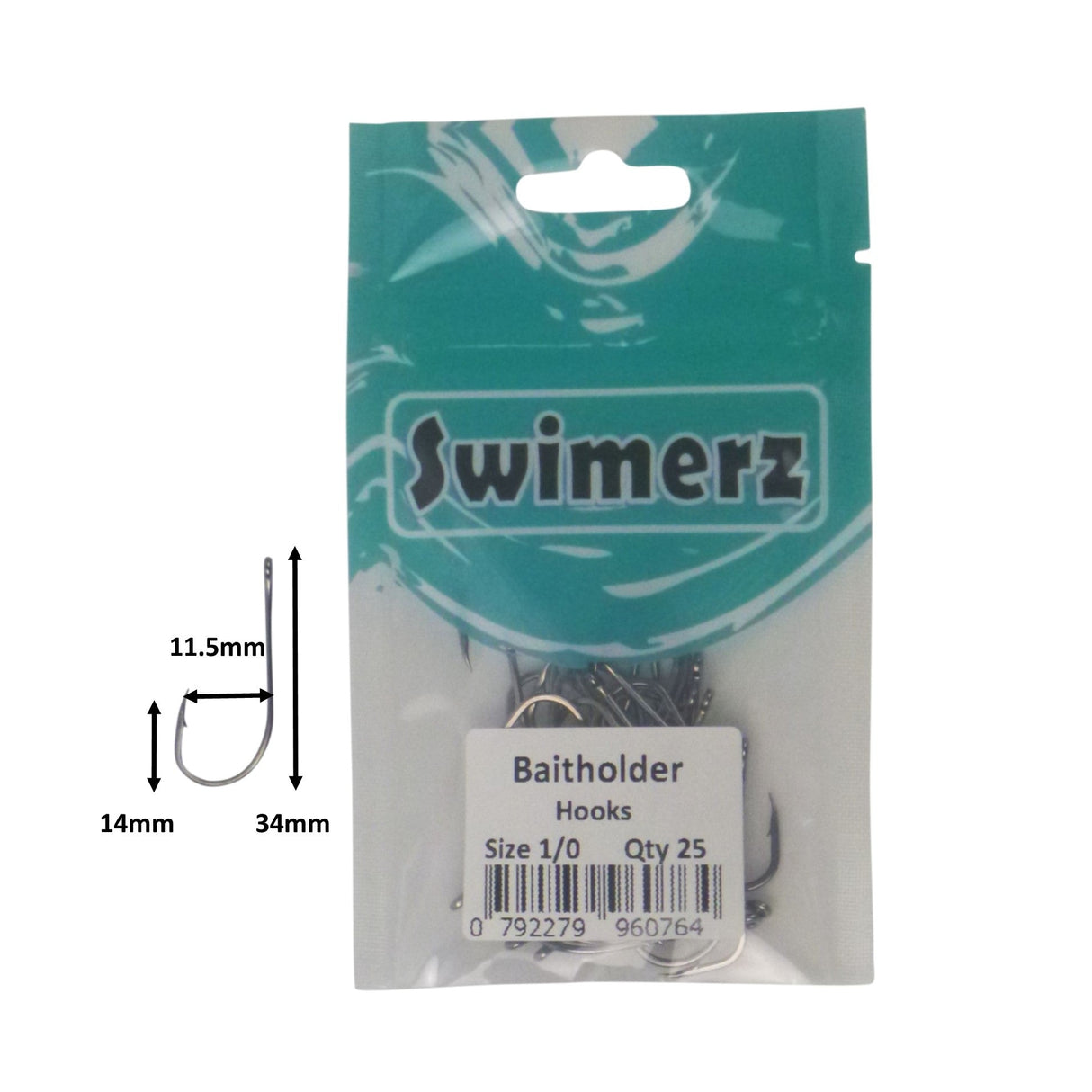 Swimerz 1/0 Baitholder Hook, Qty 25