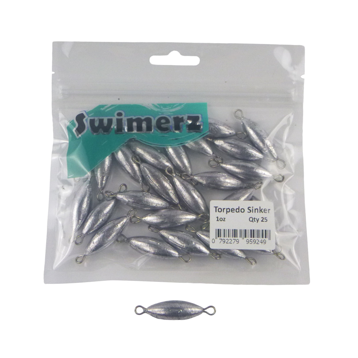 Swimerz 1oz Torpedo Trolling Sinker, Lead 25 Pack