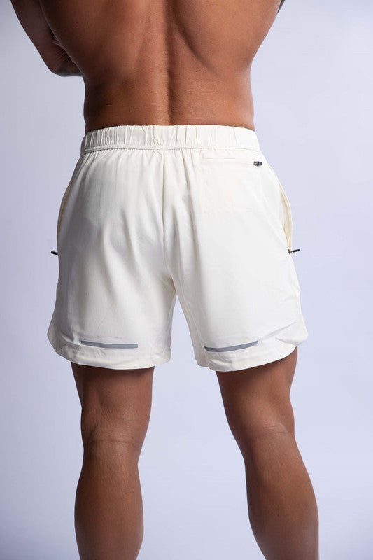 HARD HITTERS MEN'S PRO-TECH PERFORMANCE SHORTS CREAM SMALL