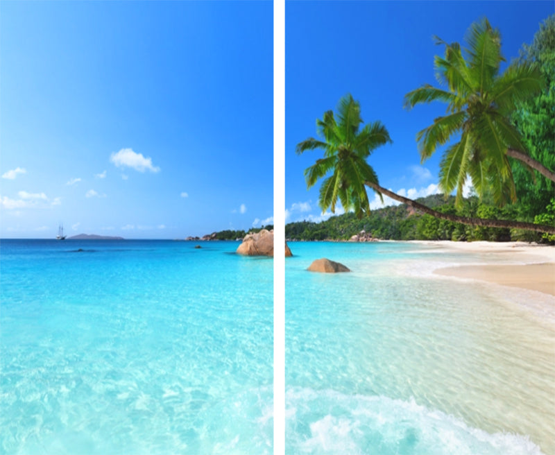 Sea View 3D Printing Blockout Curtains 260x213cm PINCH PLEAT Fabric Seascape