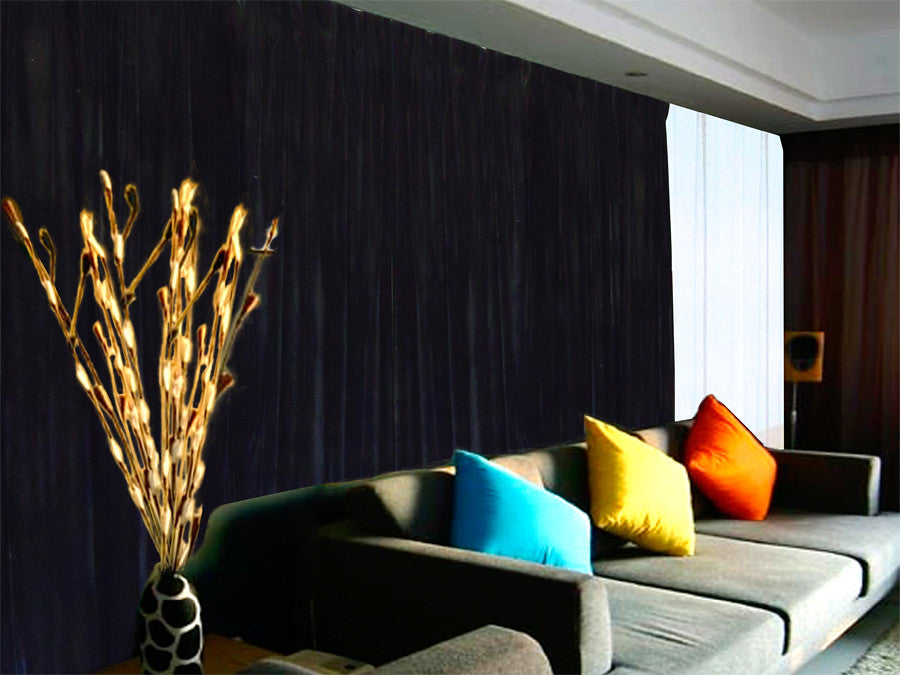 Large Velvet Curtains Black 600cm wide x 230cm Drop PINCH PLEAT+ 30 Hooks New
