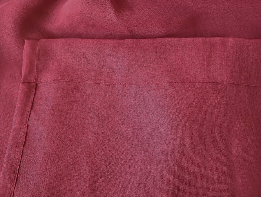 2 Long Drop Sheer Voile Curtains 590cm wide 270cm Drop Pinch Pleat + Hooks Wine
