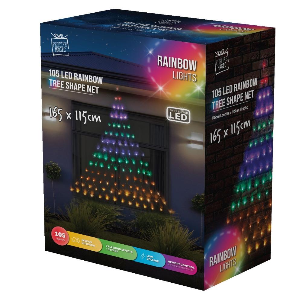Rainbow LED Holiday Tree Net Lights