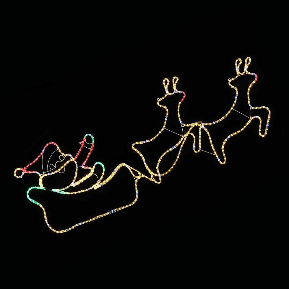 Enchanting Twinkle LED Reindeer Sleigh Ropelight Holiday Lights