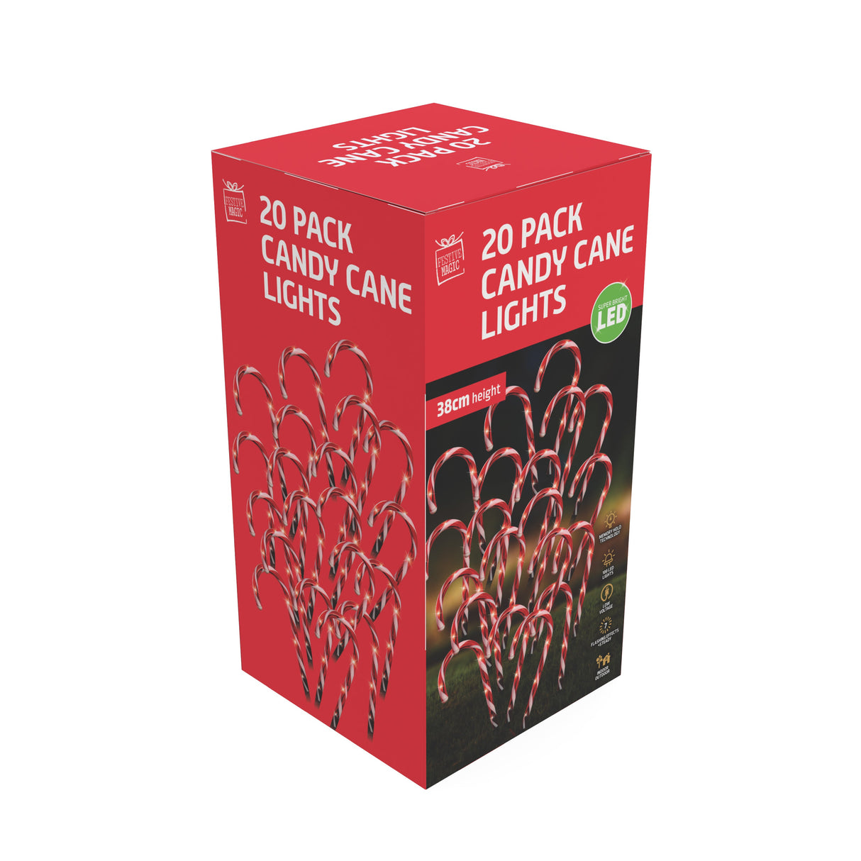 Illuminating 20-Piece LED Candy Cane Pathway Lights Set