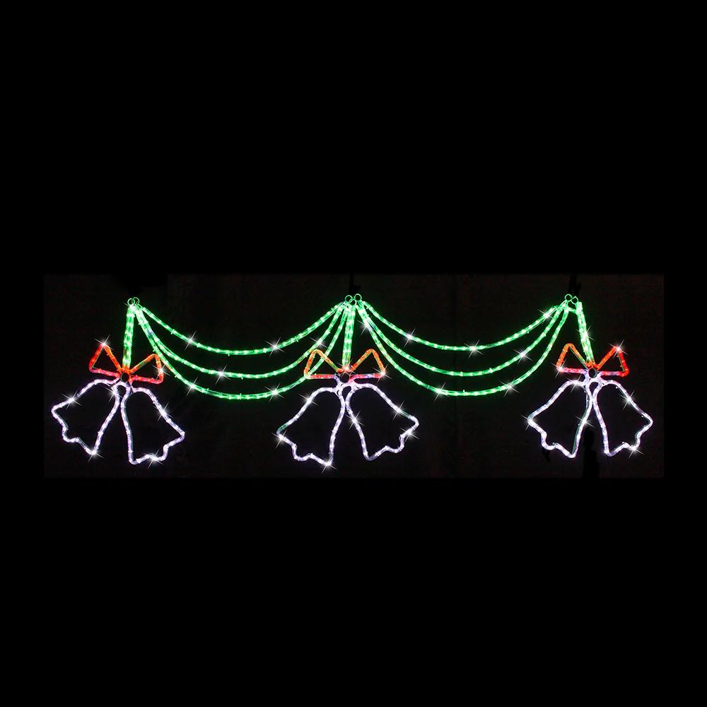 Festive Twinkling LED Twin Bell Ropelight Display - Red, Green, and White