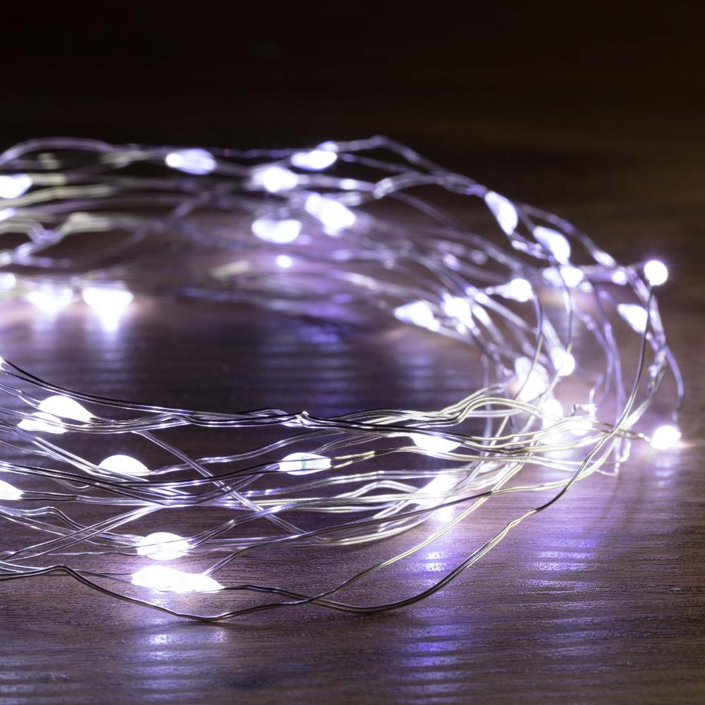 100 Warm, Cool, or Multicolor LED Battery-Operated String Lights - 10m Length