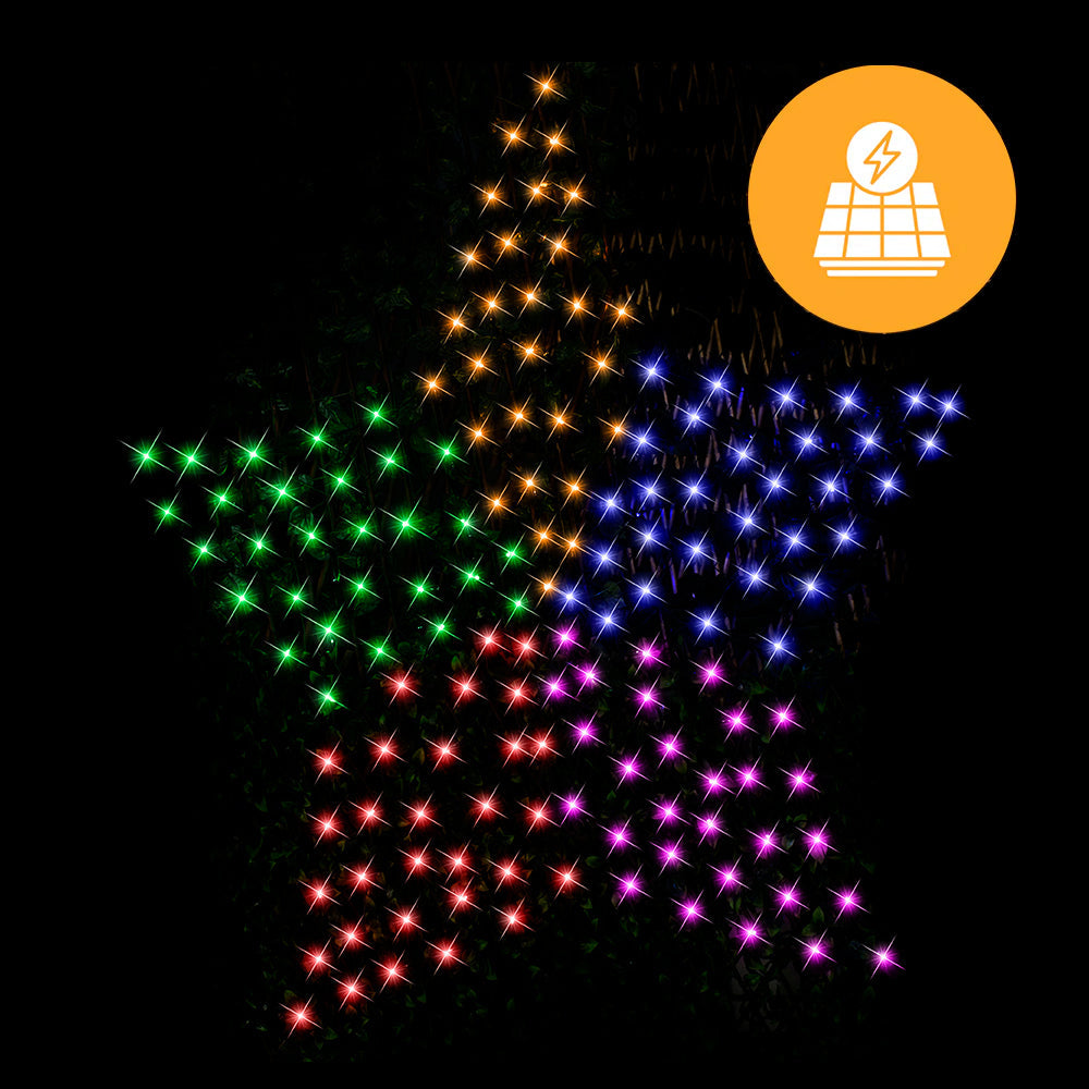 Colorful Solar Star Net LED Fairy Lights ? 150 Bulbs, 150cm