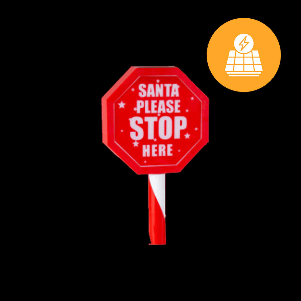Illuminated Solar Santa Stop Sign Stake - 45cm Holiday Decor