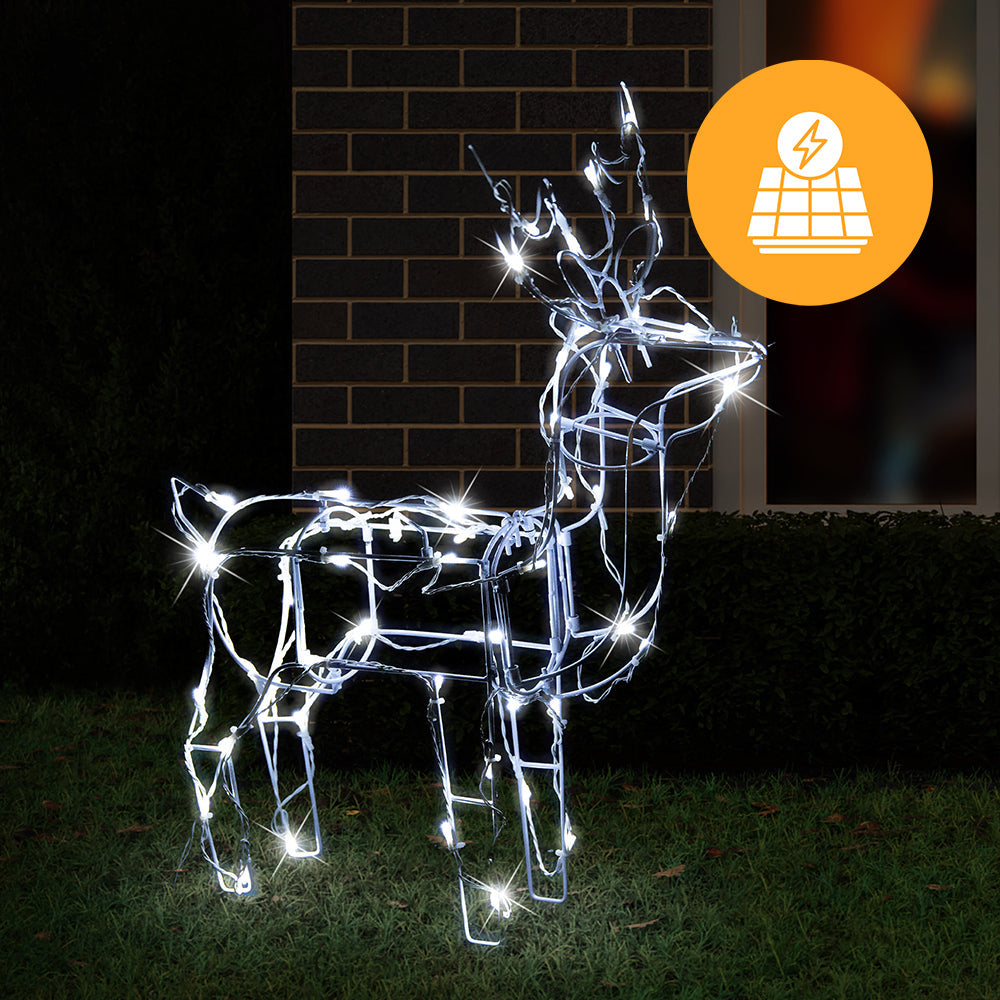 Solar-Powered 3D LED Reindeer Holiday Decoration - 60 cm