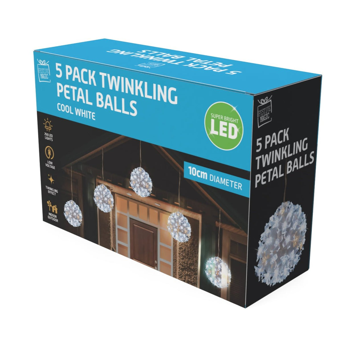 Enchanting 10cm LED Twinkle Petal Balls - 5-Pack in Cool-Warm White or Multicolor