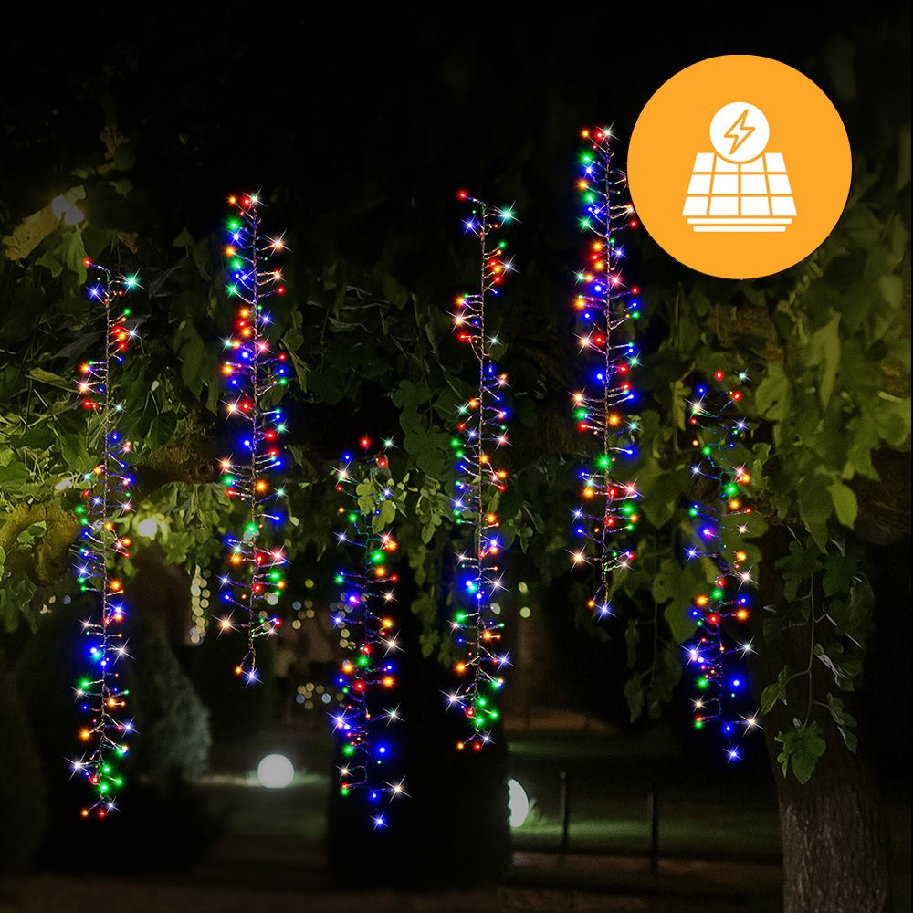 Solar 480 LED Cluster String Lights - Available in Vibrant Multicolor and Elegant Cool White