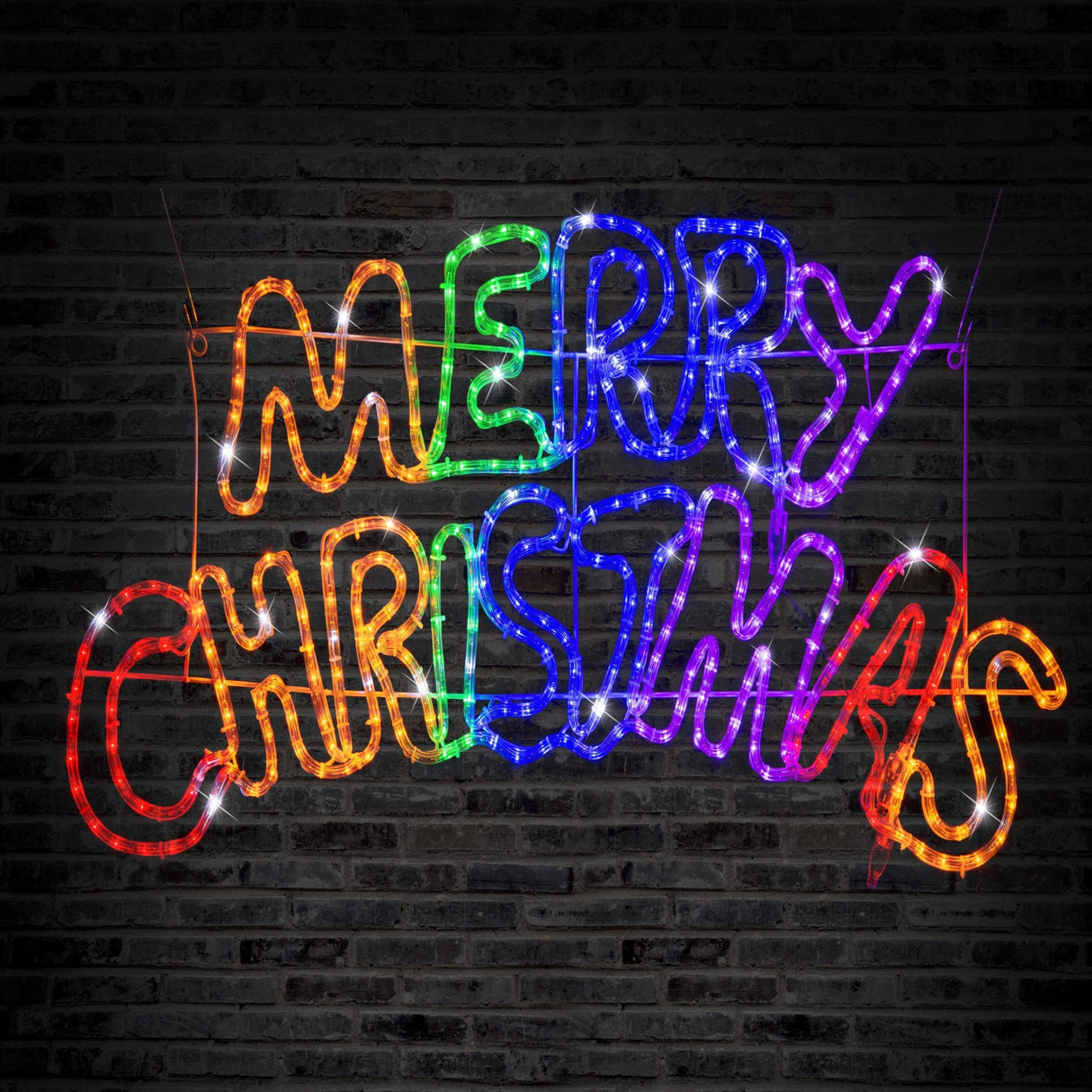 Colorful Twinkling LED Rope Light: Festive "MERRY CHRISTMAS" Display
