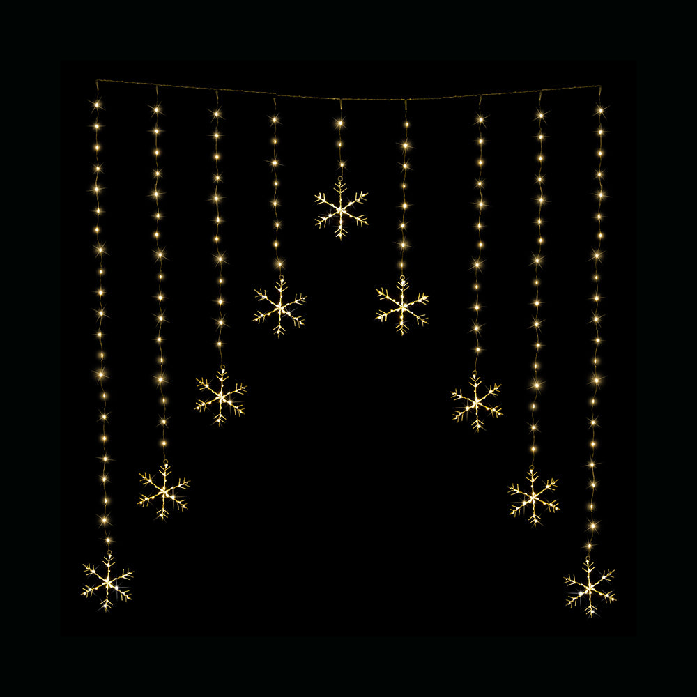 Cool White LED Snowflake Fairy Curtain Lights for Elegant Holiday Decor