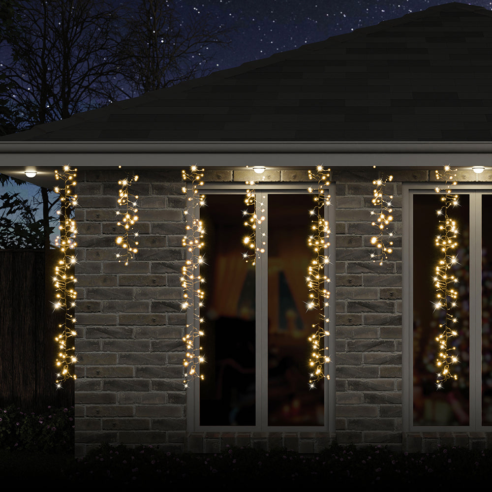 Illuminated LED Dancing Icicle Lights - 9m Length with Warm White Option
