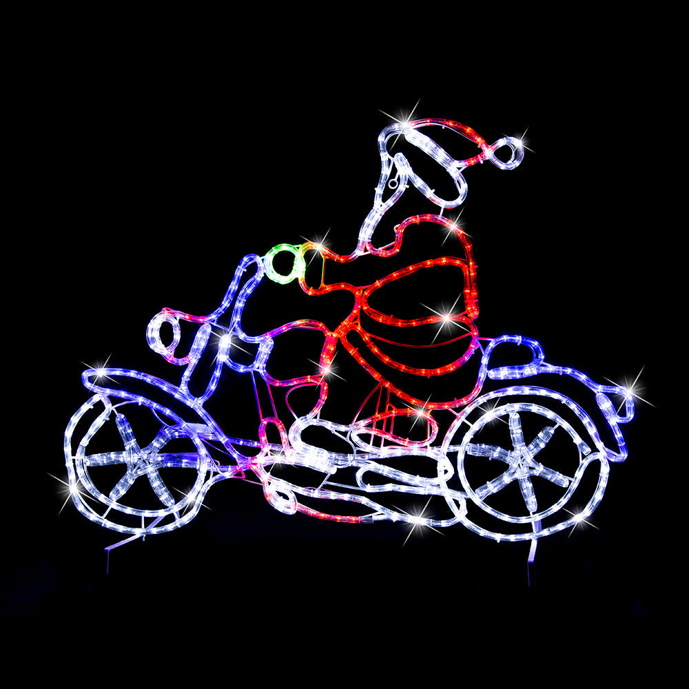 Motorbike Santa LED Ropelight Holiday Decoration