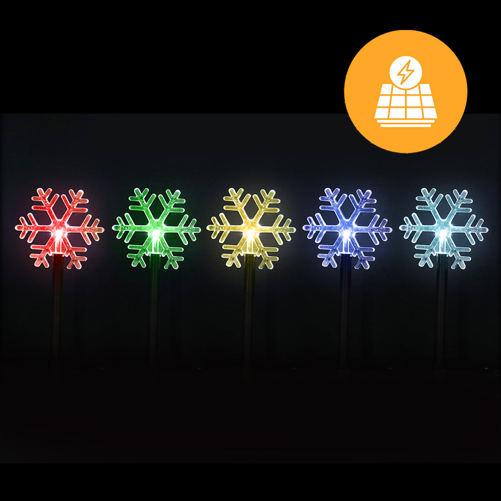 Magical Solar Snowflake Pathway Lights – 5 Pack, 35cm, Multicolor & Cool White Choices
