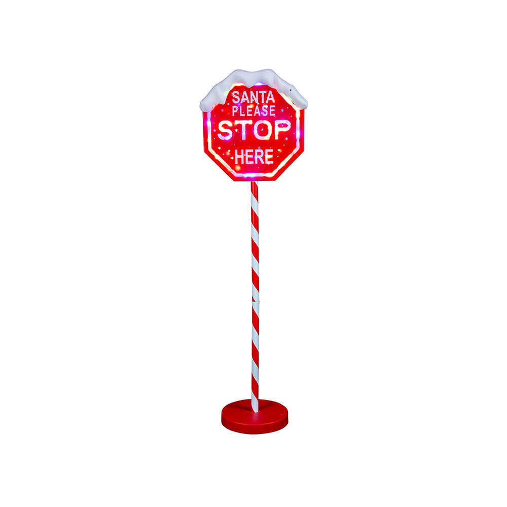 Vibrant Multi-Color LED Santa Stop Here Sign with Adjustable Height - 100cm