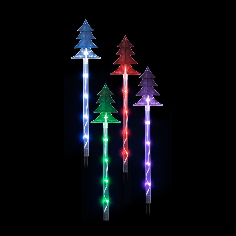 Colorful Remote-Control LED Star Pathway Lights - Set of 4