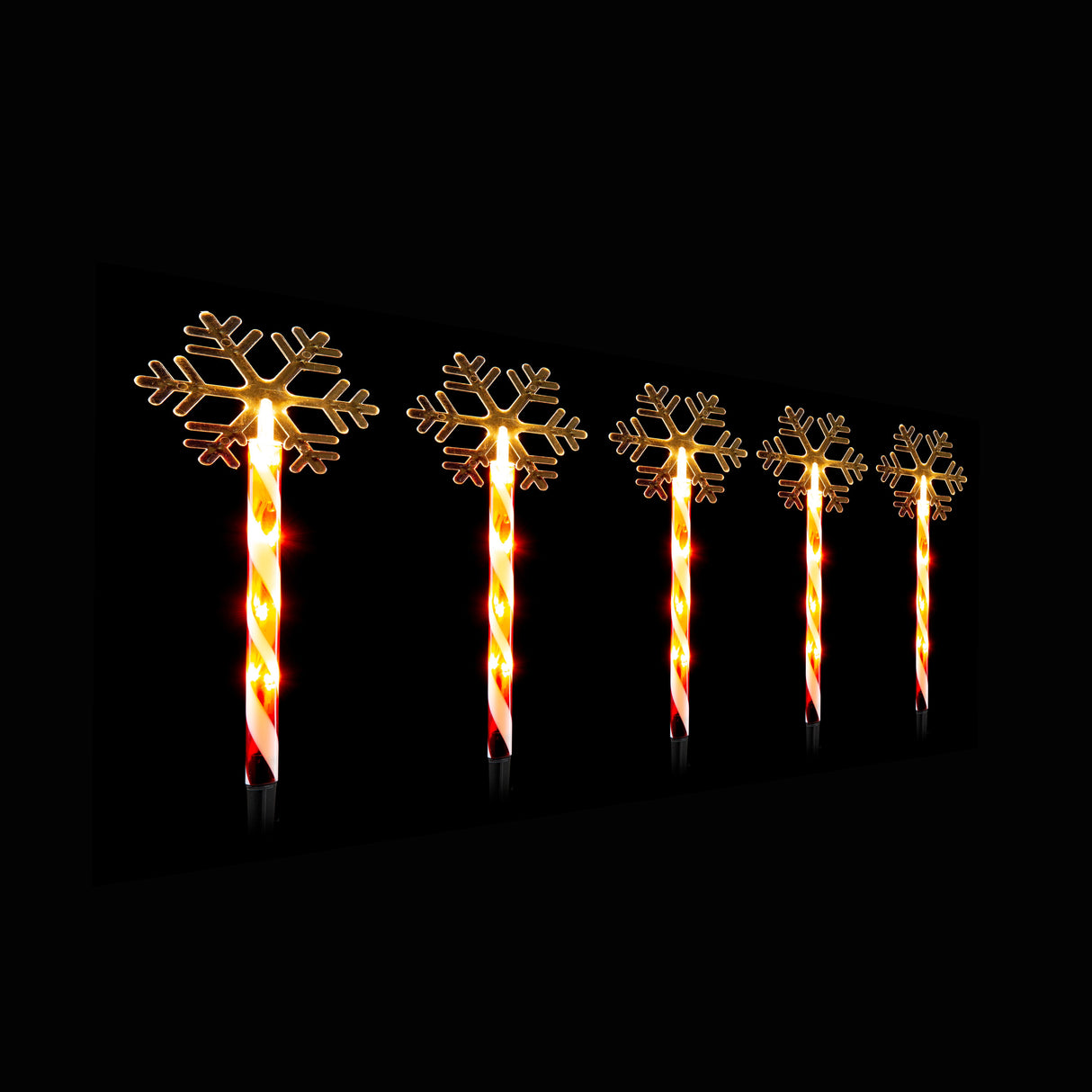 LED Candy Path Lights Set of 5 - Snowflake & Santa Outdoor Decor