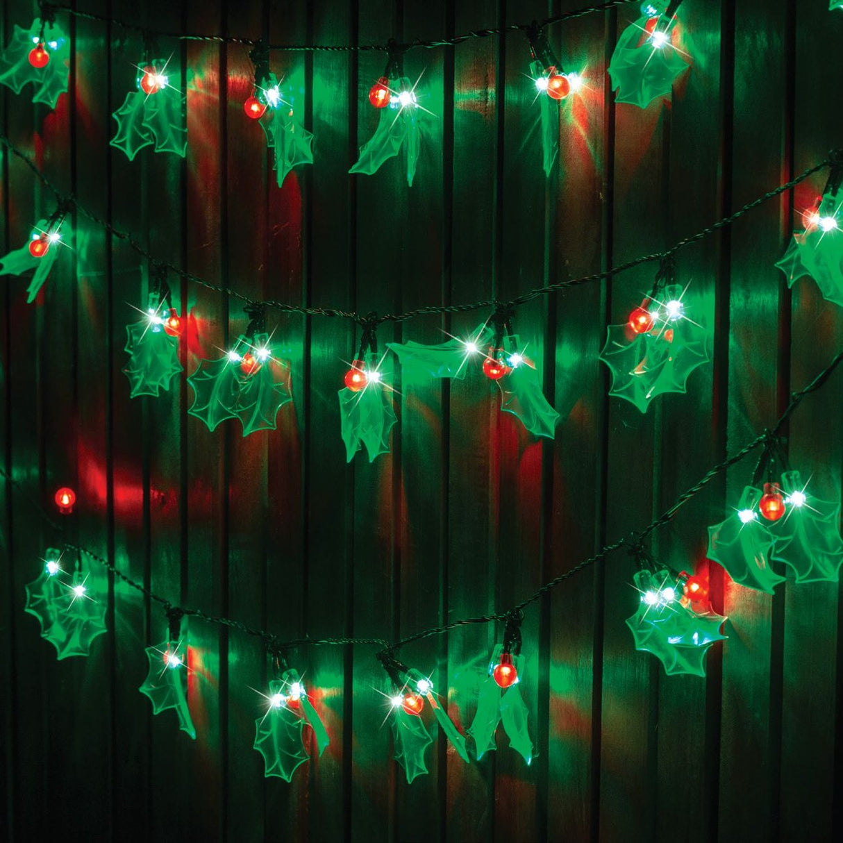 40 Pack of 120 LED Holly String Lights for Festive Decor