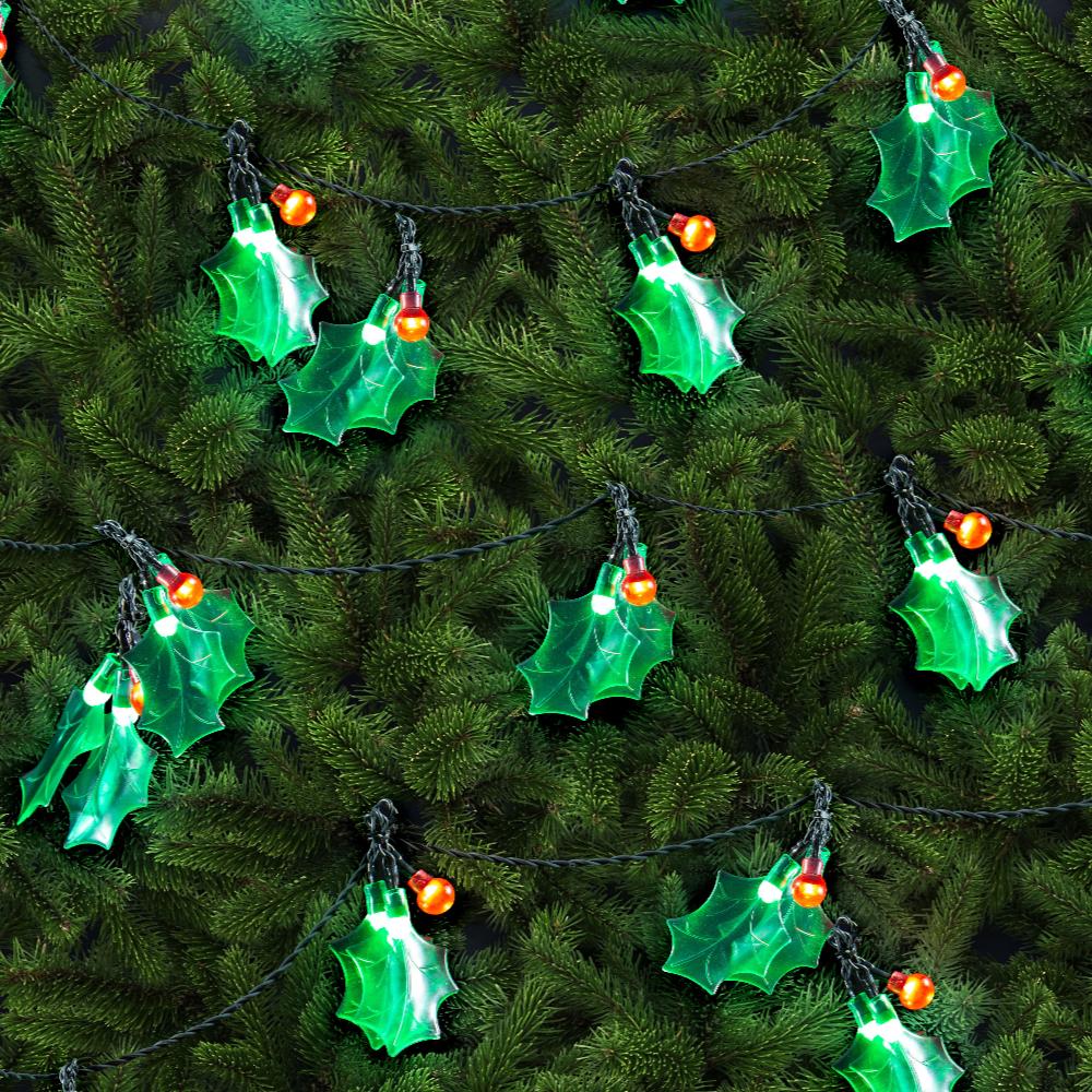 40 Pack of 120 LED Holly String Lights for Festive Decor