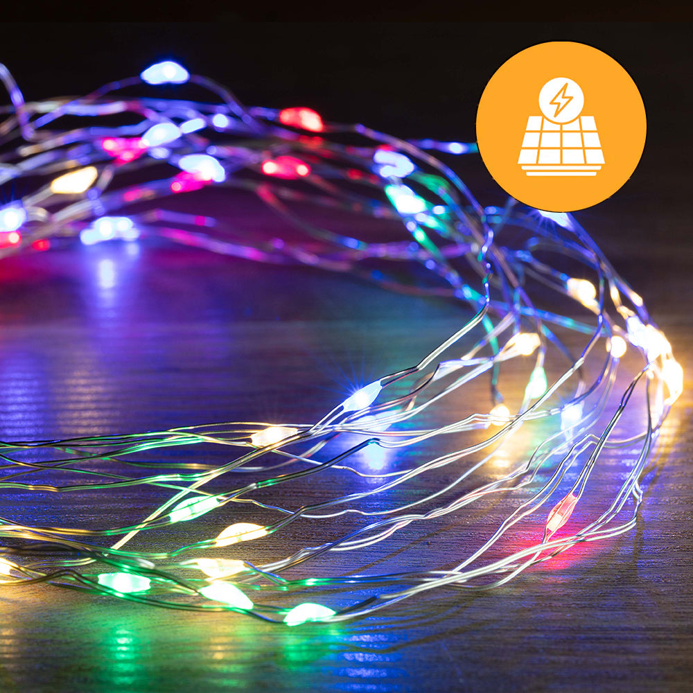 200 LED Solar & USB Powered Fairy Lights - 19.9m Length, Choose from Warm White, Cool White, or Multicolor