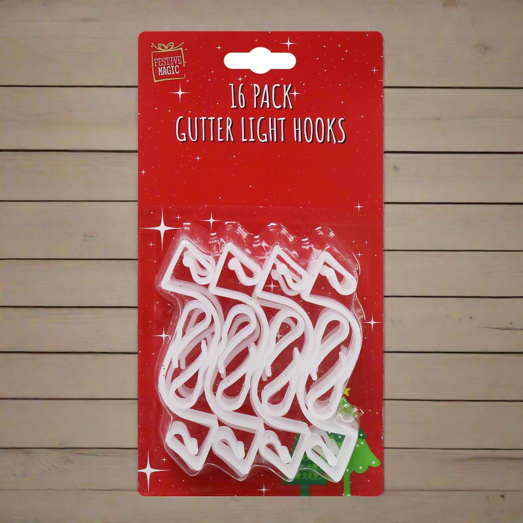 Extra Large Holiday Gutter Hooks - 16 Count for Easy Festive Lighting