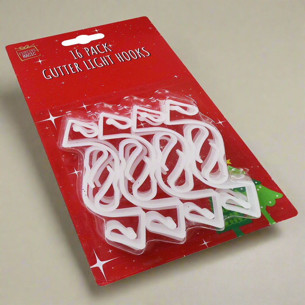 Extra Large Holiday Gutter Hooks - 16 Count for Easy Festive Lighting