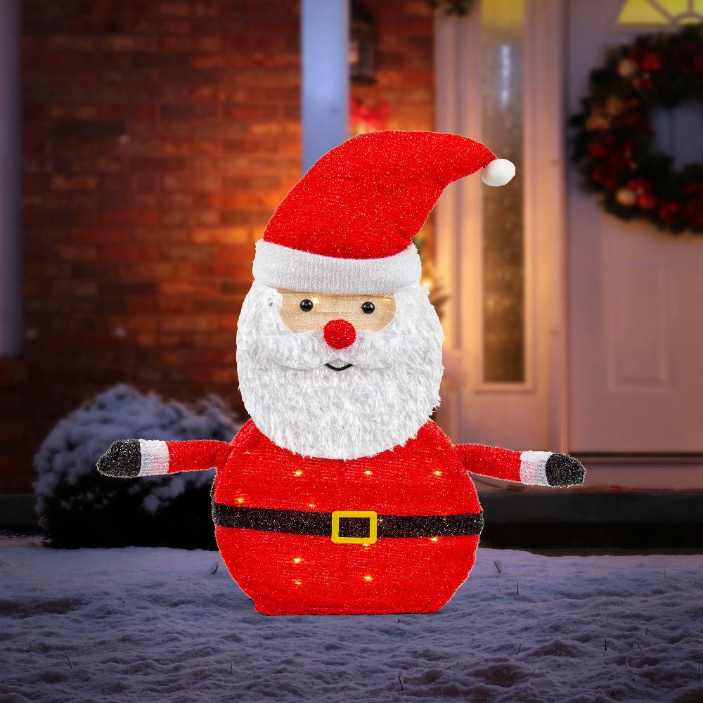 Illuminated 70cm Collapsible Tinsel Santa Decoration